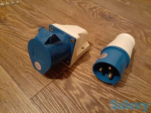 Розетка + вилка, L+N+PE, 32А, 250В, фотография 1