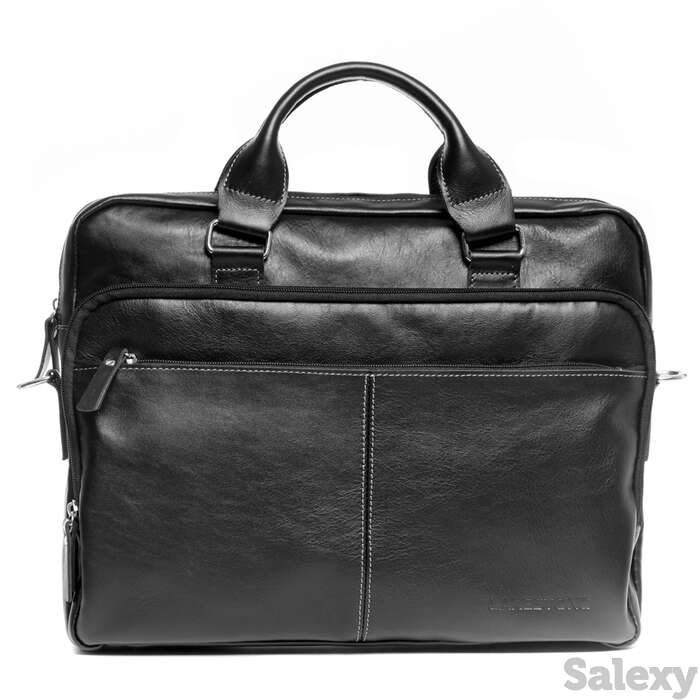 Кожаная деловая сумка для ноутбука glenroy black, фотография 1