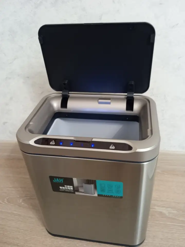 Сенсорное мусорное ведро металлическое 13 литров, фотография 4