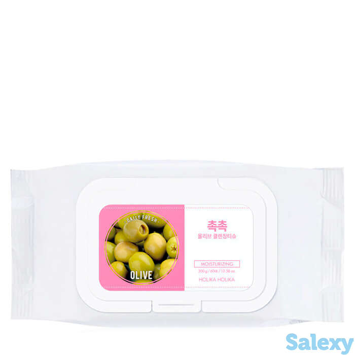 Очищающие салфетки holika holika daily fresh olive cleansing tissue, фотография 1