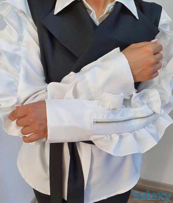 Офисная женская рубашка с жилеткой, фотография 2