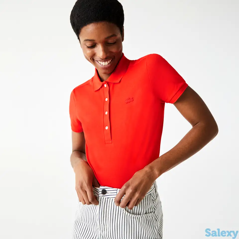 Женское поло lacoste slim fit из эластичного хлопка, фотография 1