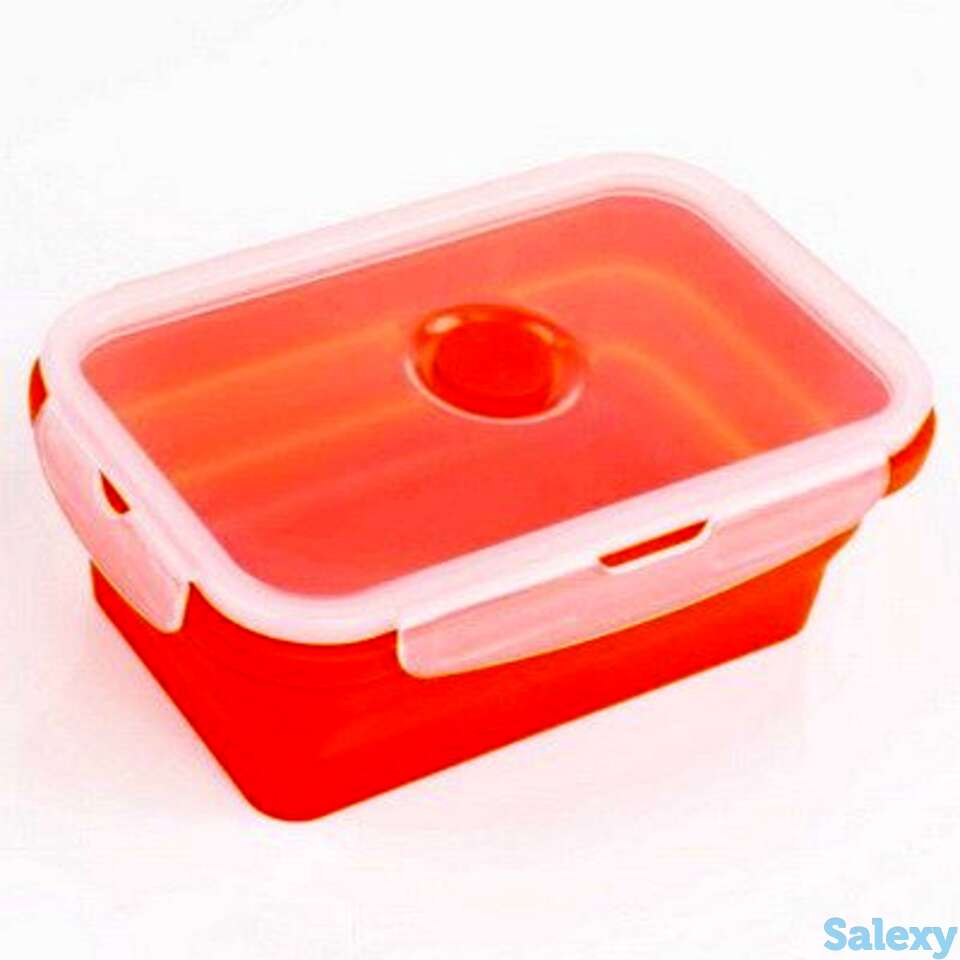 Бокс складной 750мл силиконовый оранжевый, фотография 1