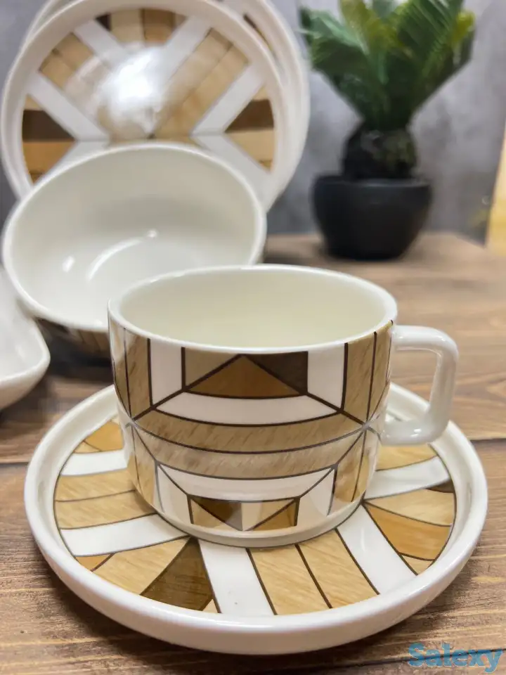 Белый чайно-столовый сервиз с карамельным орнаментом Vassila, фотография 4