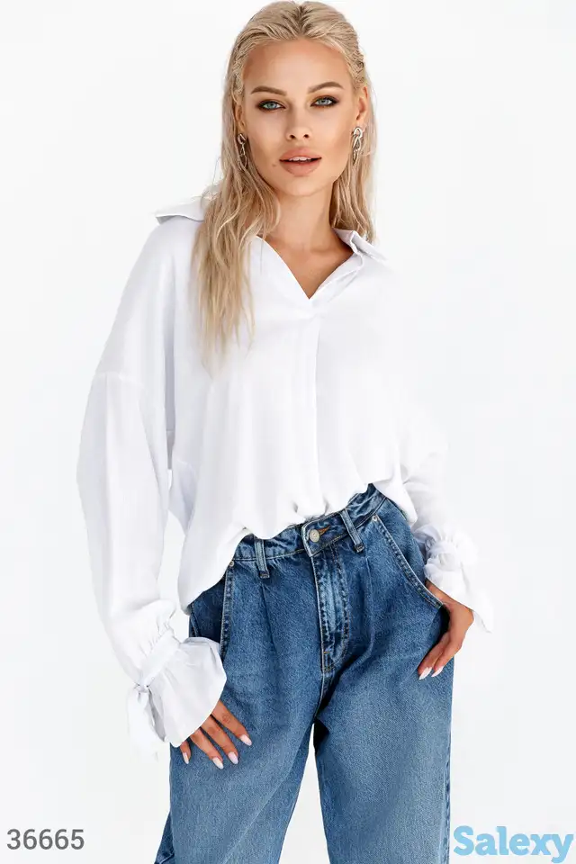 Oversize-рубашка из смесового хлопка, фотография 1