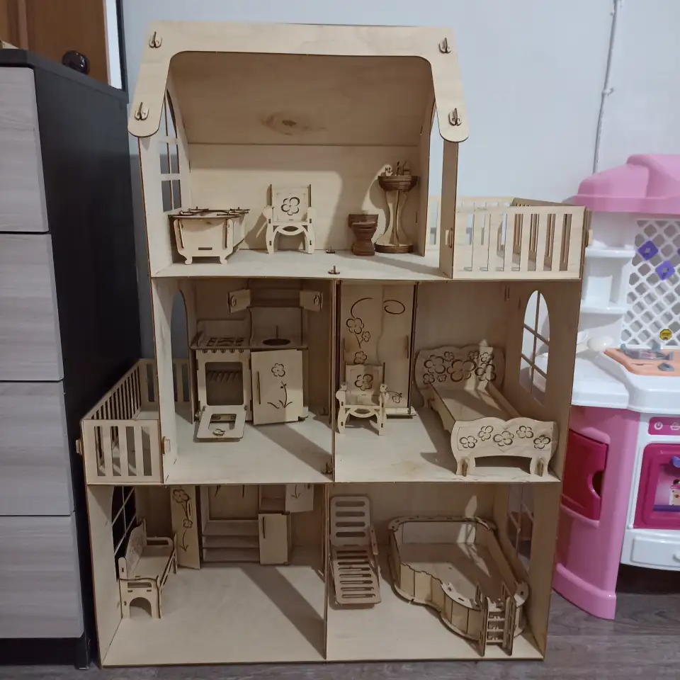 Кукольный ЭКО домик  11 предметов в хорошем состоянии. Торг., фотография 1