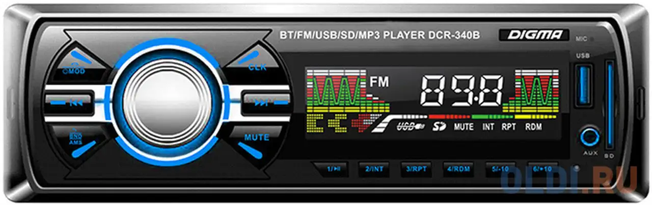Автомагнитола digma dcr-340b 1din 4x45вт, фотография 1