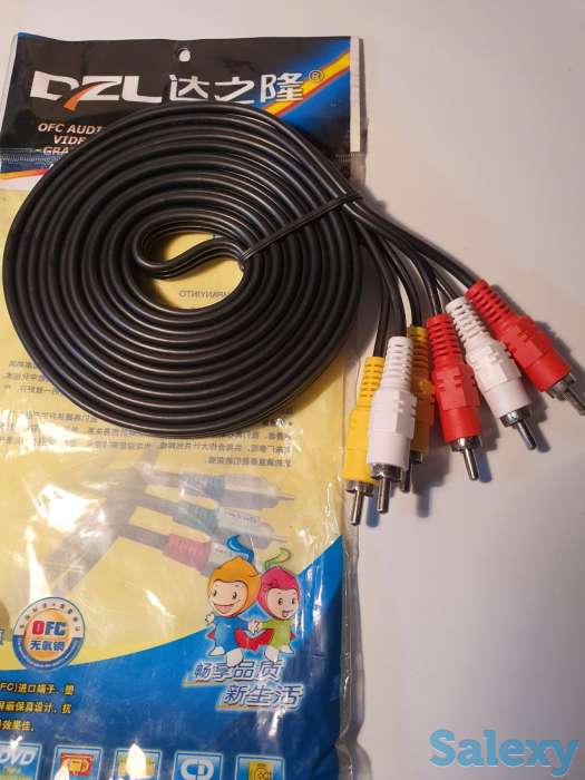 Кабель шнур три 3 тюльпана 3 RCA M/M, 3 метра для DVD ДВД аудио и тд, фотография 2