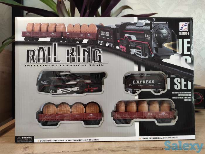 Железная дорога. Поезд + 3 вагона (на батарейках), фотография 2