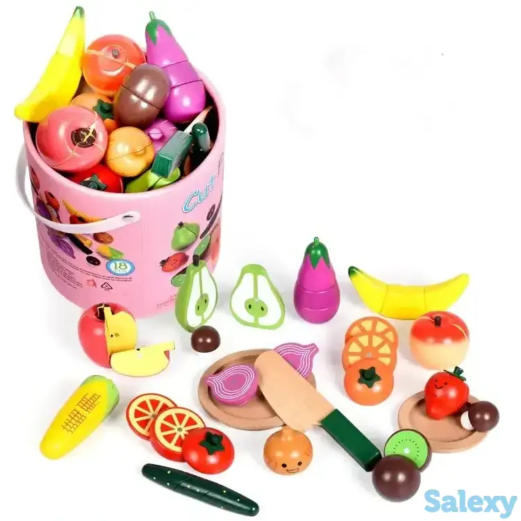 Игрушка детская оптом. Фрукты и овощи на магнитах, 17 предметов, фотография 9
