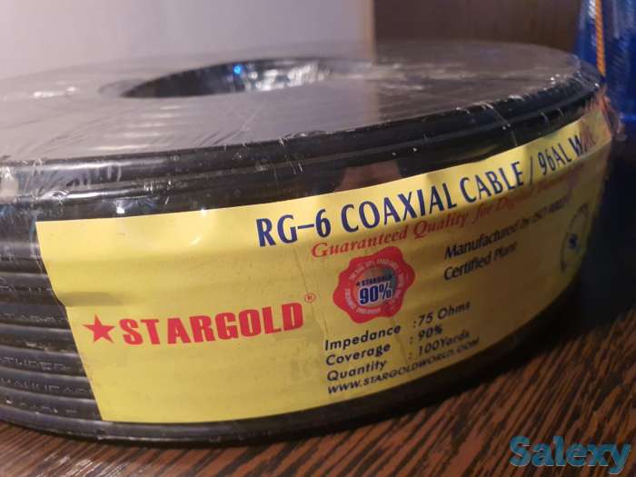 Кабель телевизионный для телевидения Stargold шнур RG-6, 92м 9002ст, фотография 1