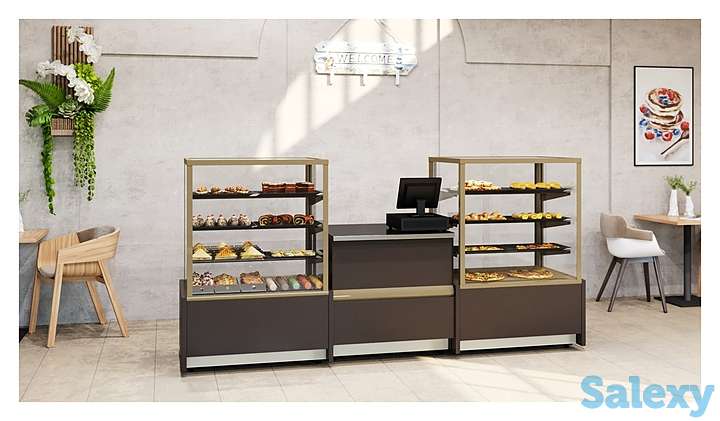 Витрина кондитерская Carboma KC70 VM 1,3-1 Light, шоколад / золото), фотография 4