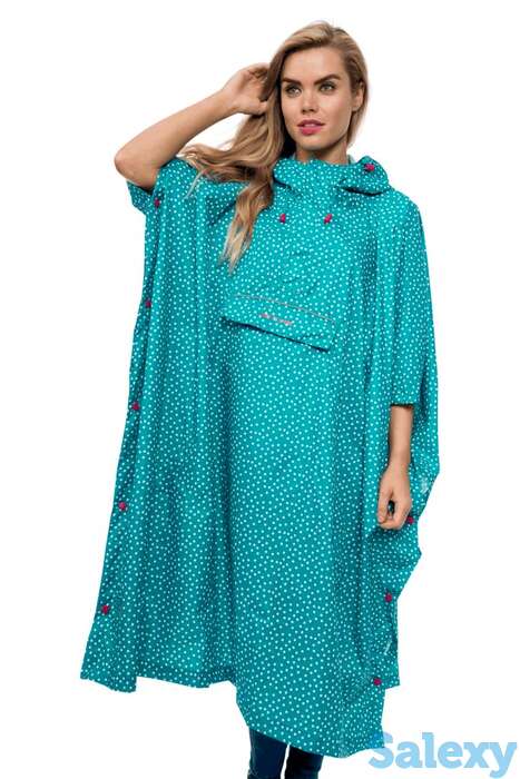 Накидка mac in a sac poncho бирюза в горошек, фотография 1