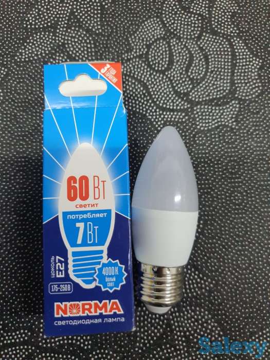 Лампа накаливания Norma 60W, лампочка 7 Ватт расход на потребление, фотография 2