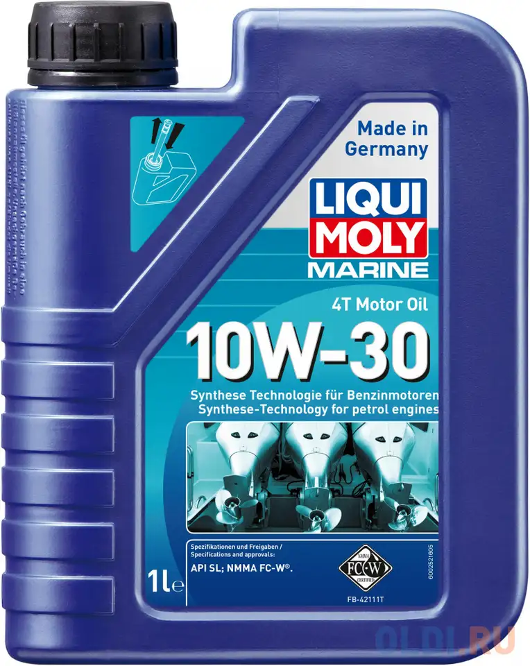 Нс-синтетическое моторное масло liquimoly marine 4t motor oil 10w30 1 л, фотография 1