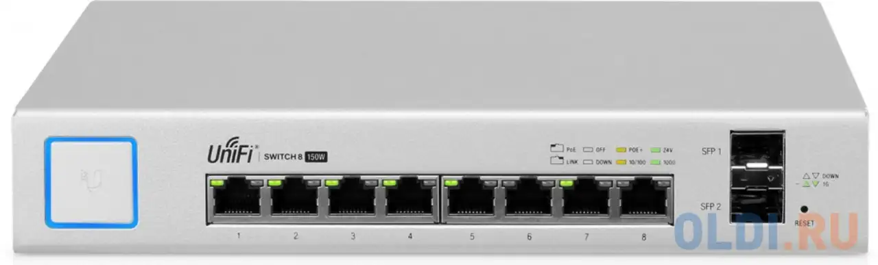Коммутатор ubiquiti us-8-150w unifi switch, 8-port, 150w, фотография 1