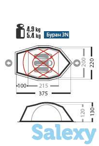 Палатка нормал буран 3n желтая (уценка, истёк срок хранения, гарантия 14 дней), фотография 2