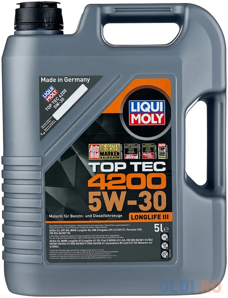 Нс-синтетическое моторное масло liquimoly top tec 4200 5w30 5 л, фотография 1