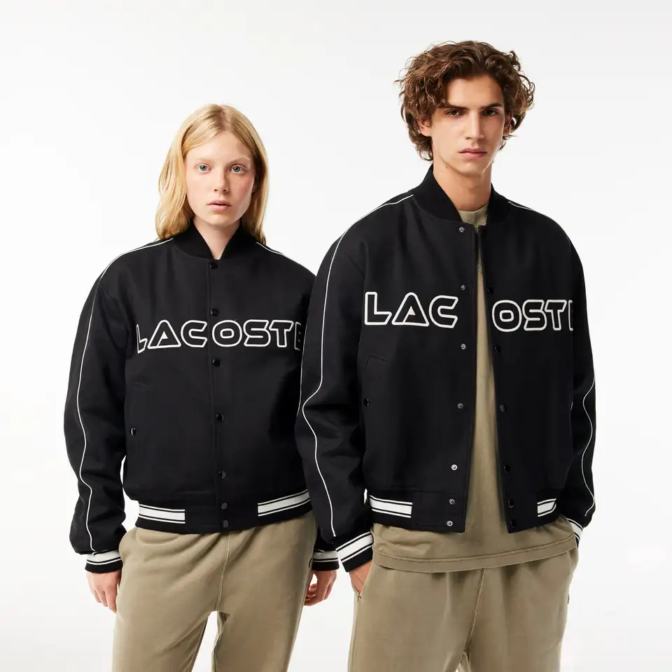 Куртка-бомбер из хлопкового твила lacoste unisex с вышивкой, фотография 1