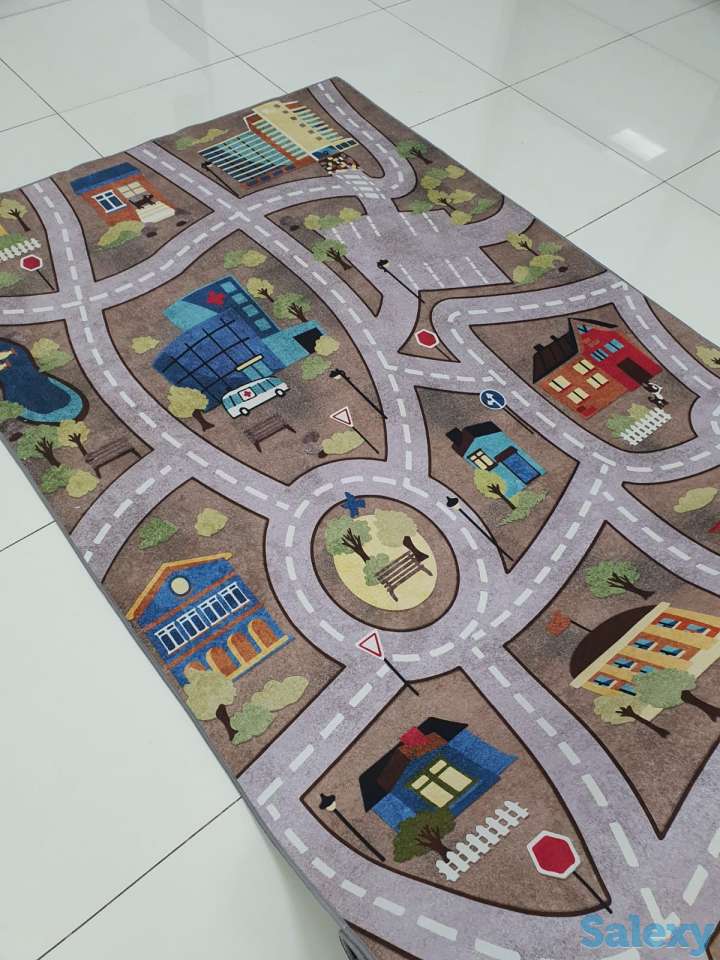 Детская ковровая дорожка с машинками и домами, ковер, коврик 100 см и 140 см, фотография 6