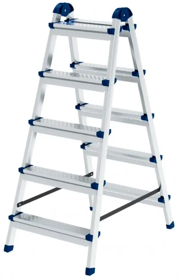 Стремянка двухсторонняя 5 ст., сталь профиль, стальные ступени, россия// сибртех, фотография 1