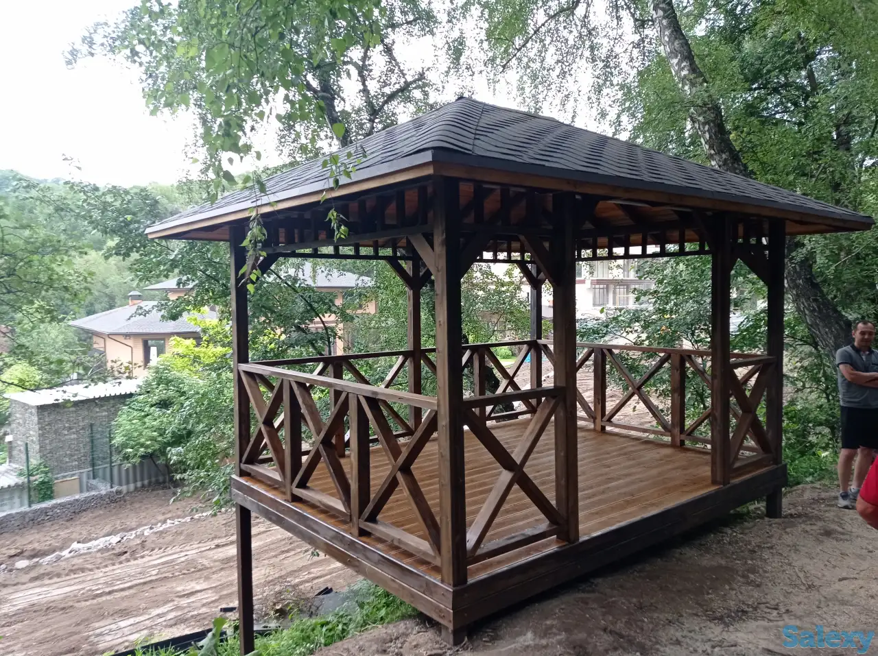 Беседки из массива дерева, беседки с террасой, фотография 3