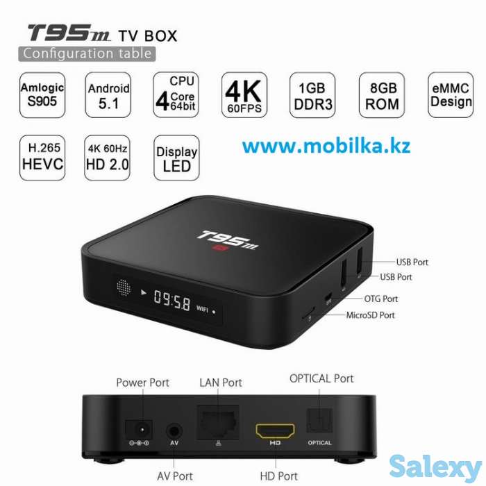 Продам недорогая Android TV приставка с 4-х ядерным процессором, 2гб/8гб памятью и цифровым дисплеем, модель Sunvell T95, фотография 1