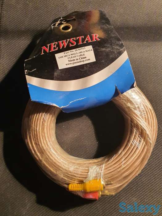 Кабель 3RCA Male-Male шнур, провод усиленный 15м DVD 3 тюльпана гелевый, фотография 2