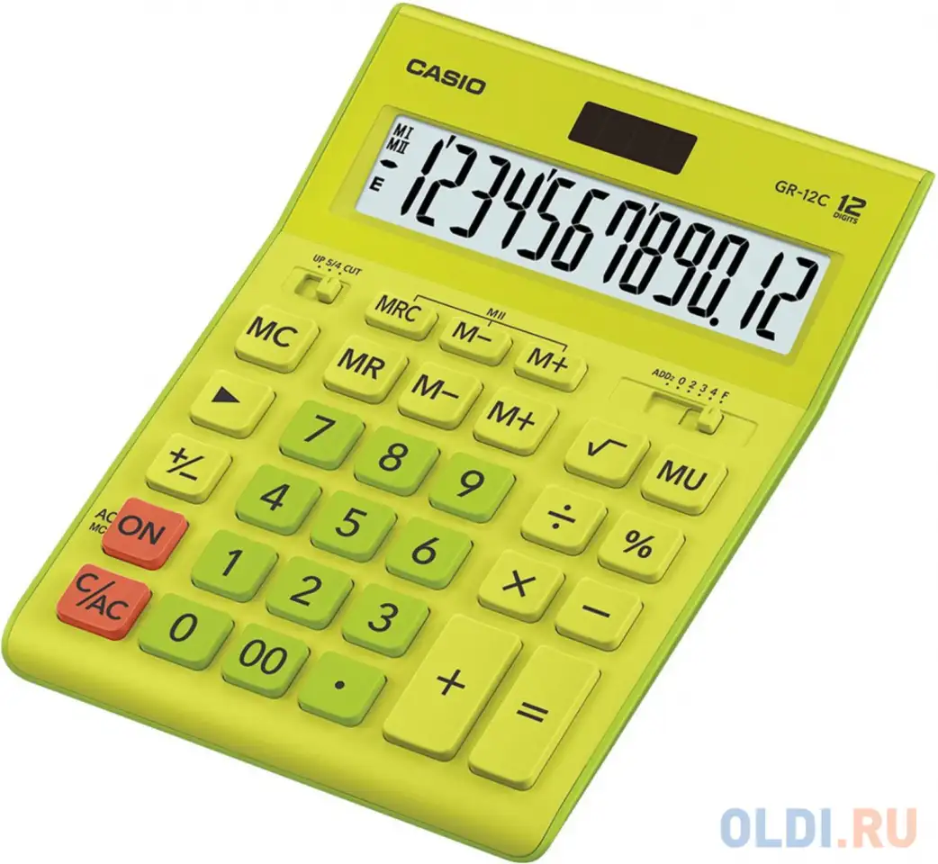 Калькулятор настольный casio gr-12с-gn 12-разрядный салатовый 250443, фотография 1