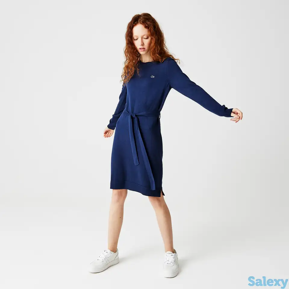Женское платье lacoste с круглым вырезом и длинными рукавами, фотография 1