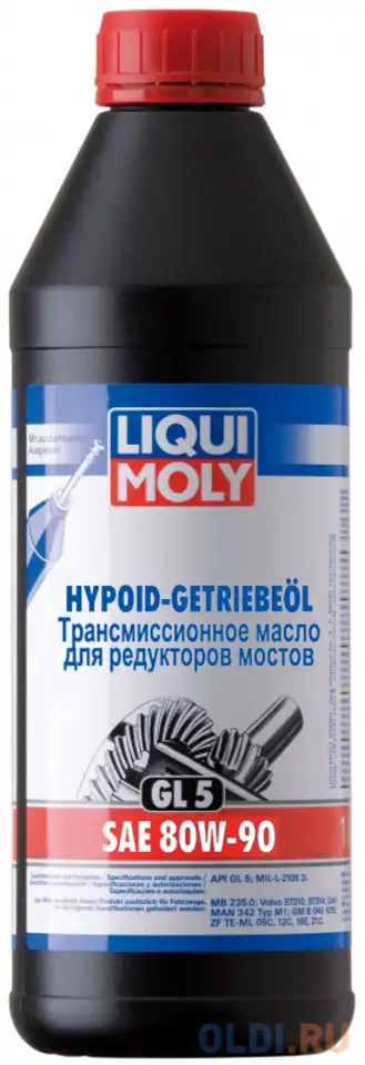 Минеральное трансмиссионное масло liquimoly hypoid-getriebeoil 80w90 1 л 3924, фотография 1