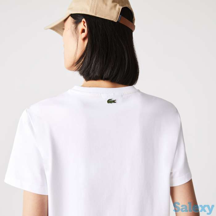 Женская хлопковая футболка lacoste с круглым вырезом, фотография 5