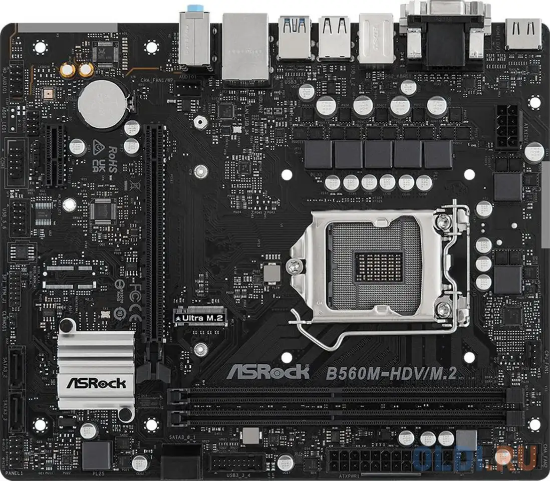 Материнская плата asrock b560m-hdv/m.2 soc-1200 intel b560 2xddr4 matx ac`97 8ch(7.1), фотография 1