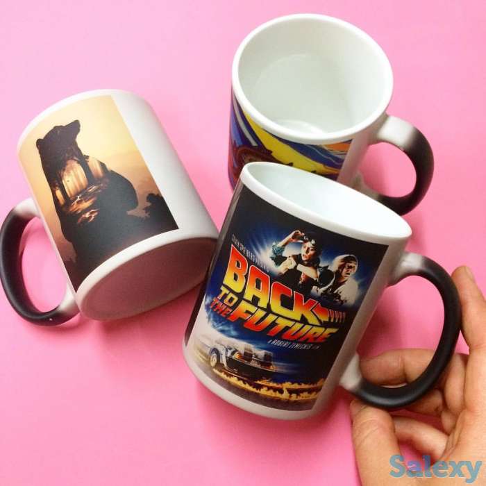 Кружки хамелеоны с рисунком. Нанесение на черные кружки хамелеоны Ваших рисунков или поздравлений., фотография 1