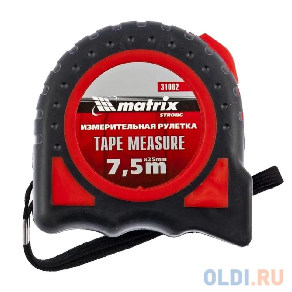 Рулетка matrix 31082  strong 7.5мх25мм обрезиненный корпус, фотография 1