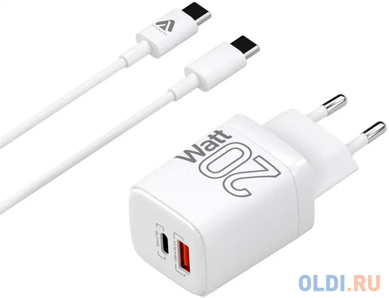 Зарядное устройство lyambda ls-d20 3 а usb usb-c белый, фотография 1