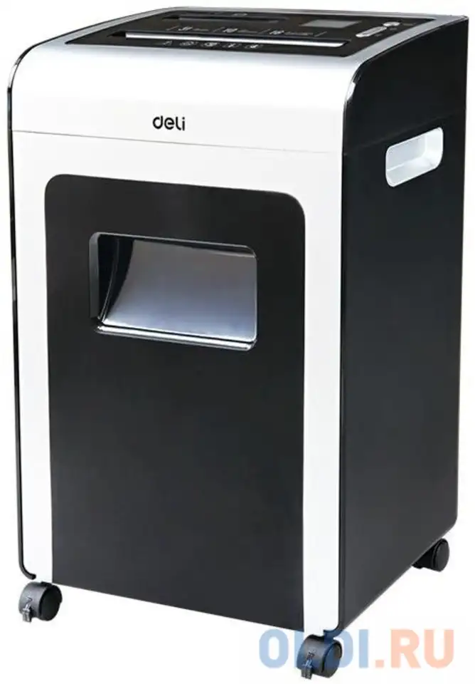 Шредер deli e9917-eu черный/белый с автоподачей (секр.p-4)/фрагменты/16лист./31лтр./скрепки/скобы/пл, фотография 1