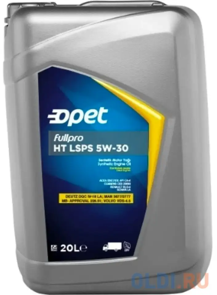 601215223 opet синт. мот.масло fullpro ht lsps 5w-30 ck-4/sn e6/e7/e9 (20л), фотография 1