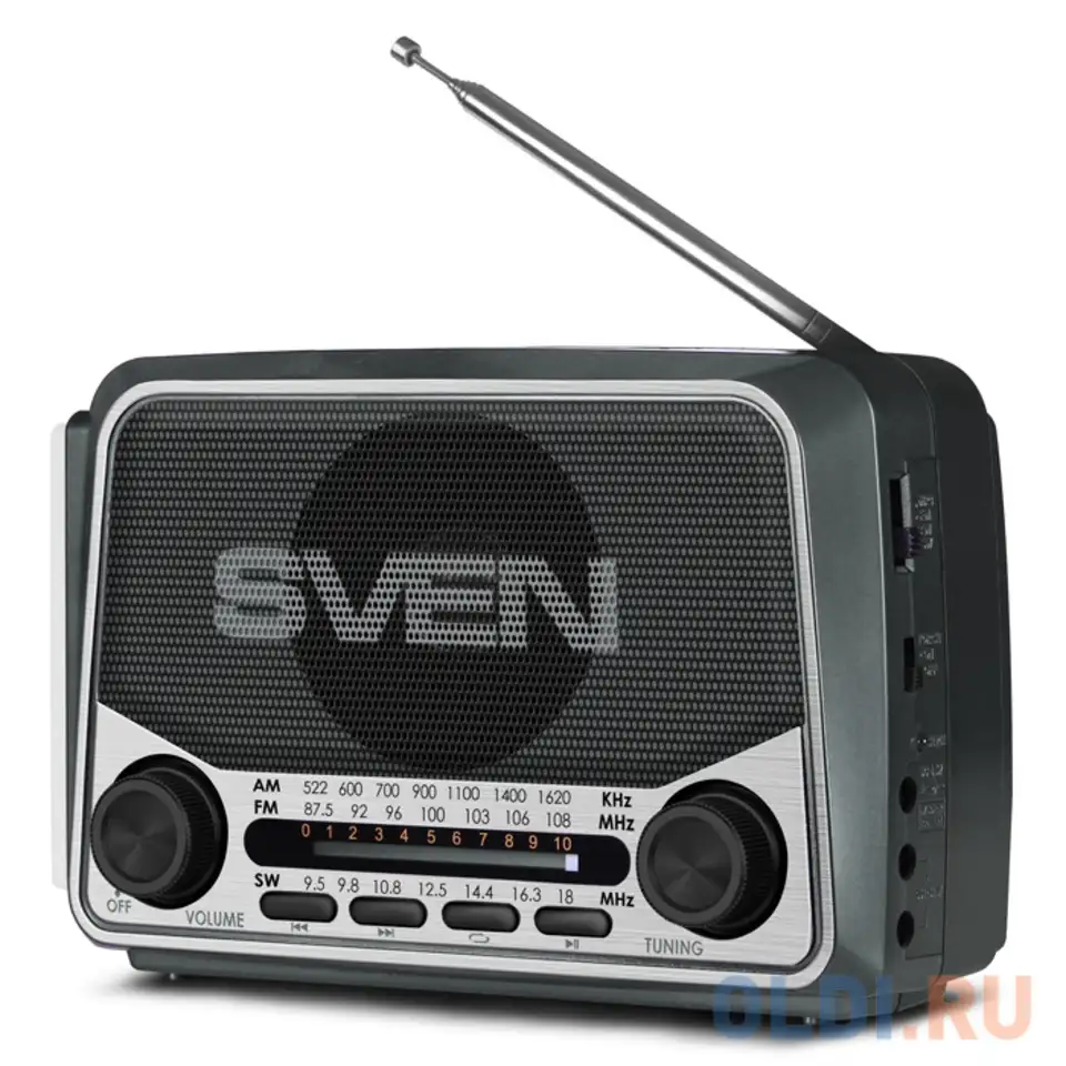 Ас sven srp-525, серый (3 вт, fm/am/sw, usb, microsd, фонарь, встроенный, фотография 1
