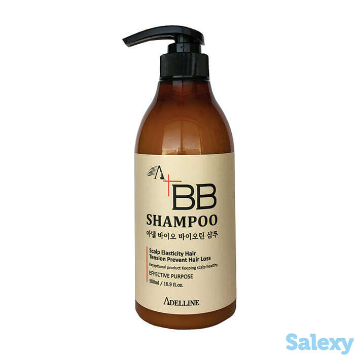Шампунь для волос adelline adel bio biotin shampoo (500 мл), фотография 1