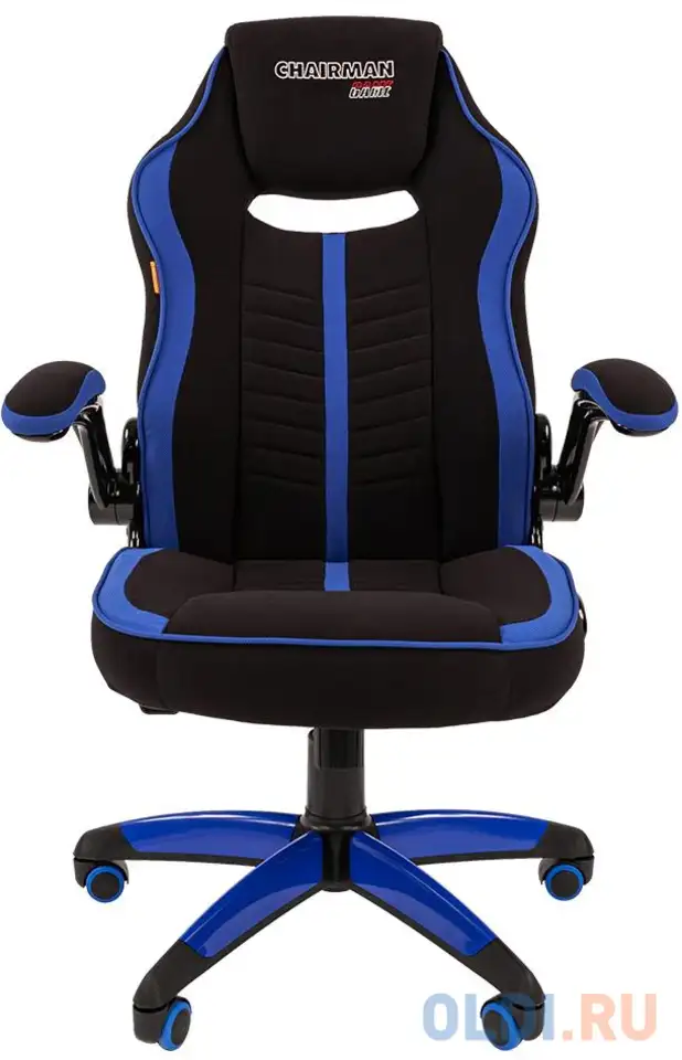 Игровое кресло chairman game 19 чёрное/синее (ткань полиэстер, пластик, газпатрон 3, фотография 1