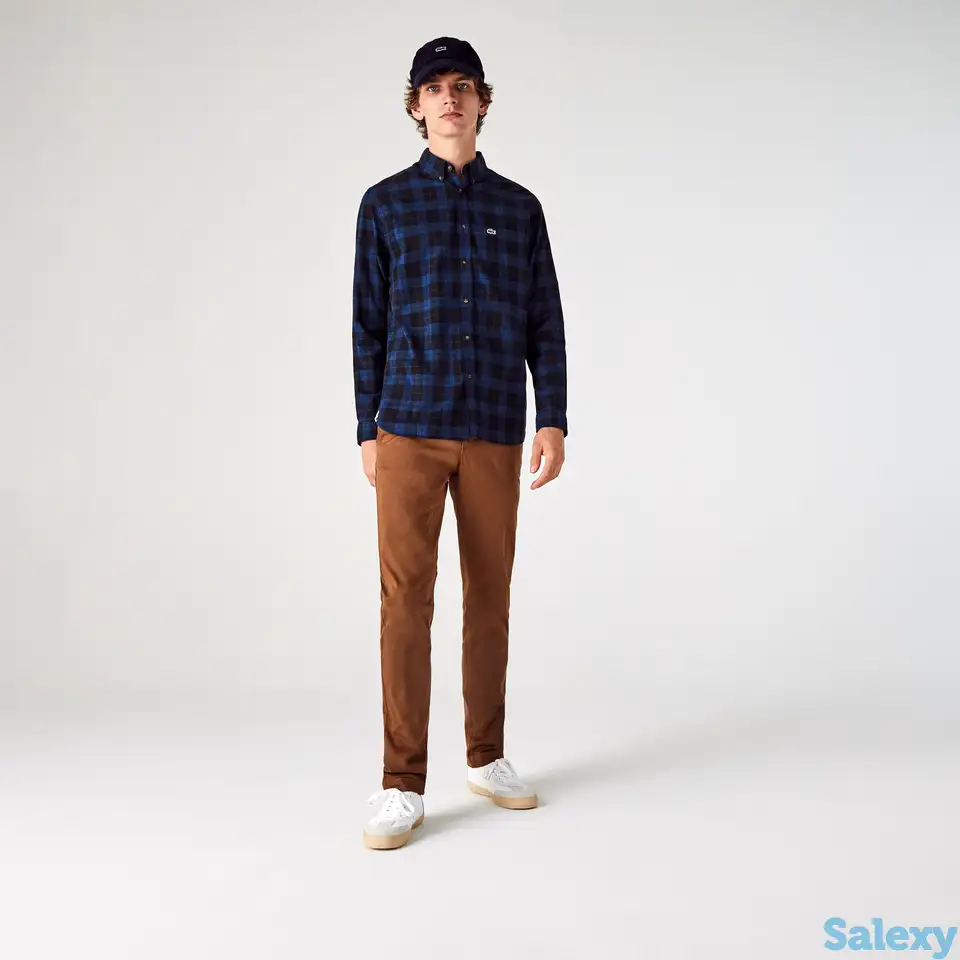 Мужская рубашка lacoste regular fit в клетку из хлопкового твила, фотография 1