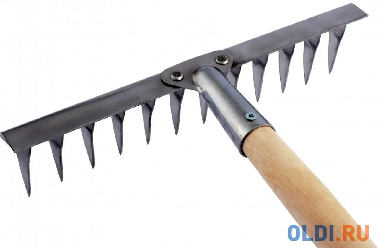 Грабли 12-зубые витые, 290 мм, нерж. сталь, черенок в/с россия// сибртех, фотография 1