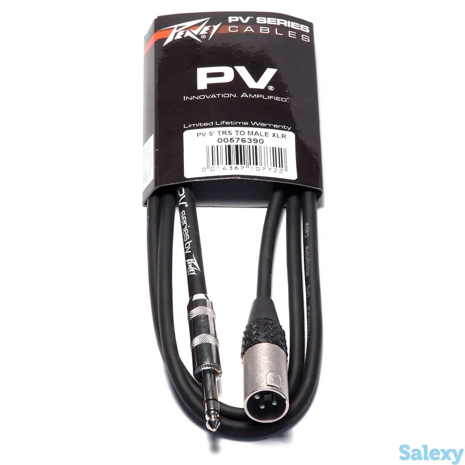 Интерфейсный кабель jack-xlr(m) 1,5 м peavey pv 5' trs to male xlr, фотография 1