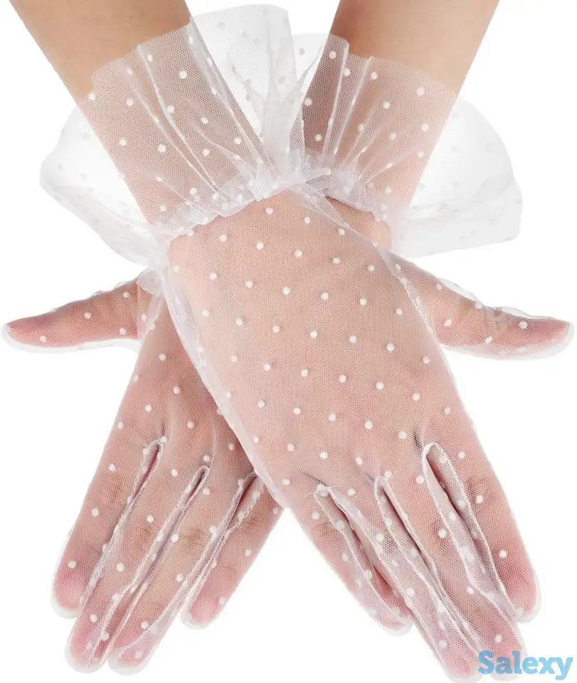 Перчатки короткие и удлиненные в мелкий горошек в Алматы. В наличии. Доставка., фотография 4