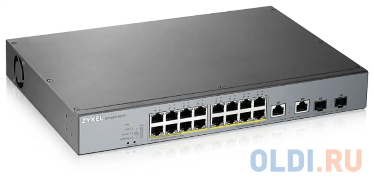 Коммутатор zyxel gs1350-18hp-eu0101f 16g 16poe+ 250w управляемый, фотография 1
