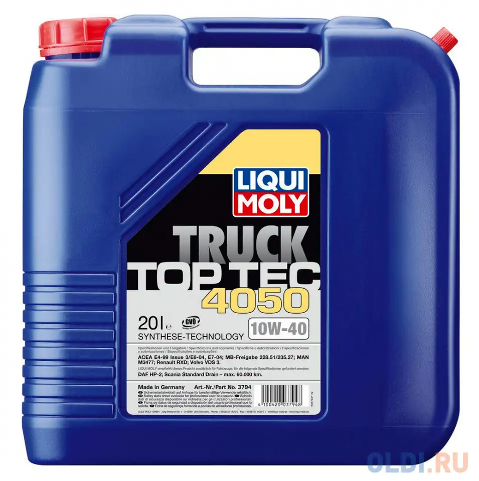 Нс-синтетическое моторное масло liquimoly top tec truck 4050 10w40 20 л, фотография 1