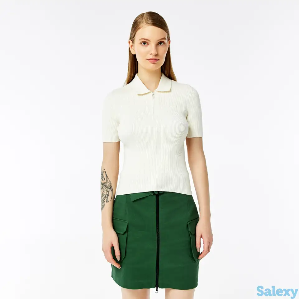 Женская вязаная рубашка-поло lacoste на молнии, фотография 1