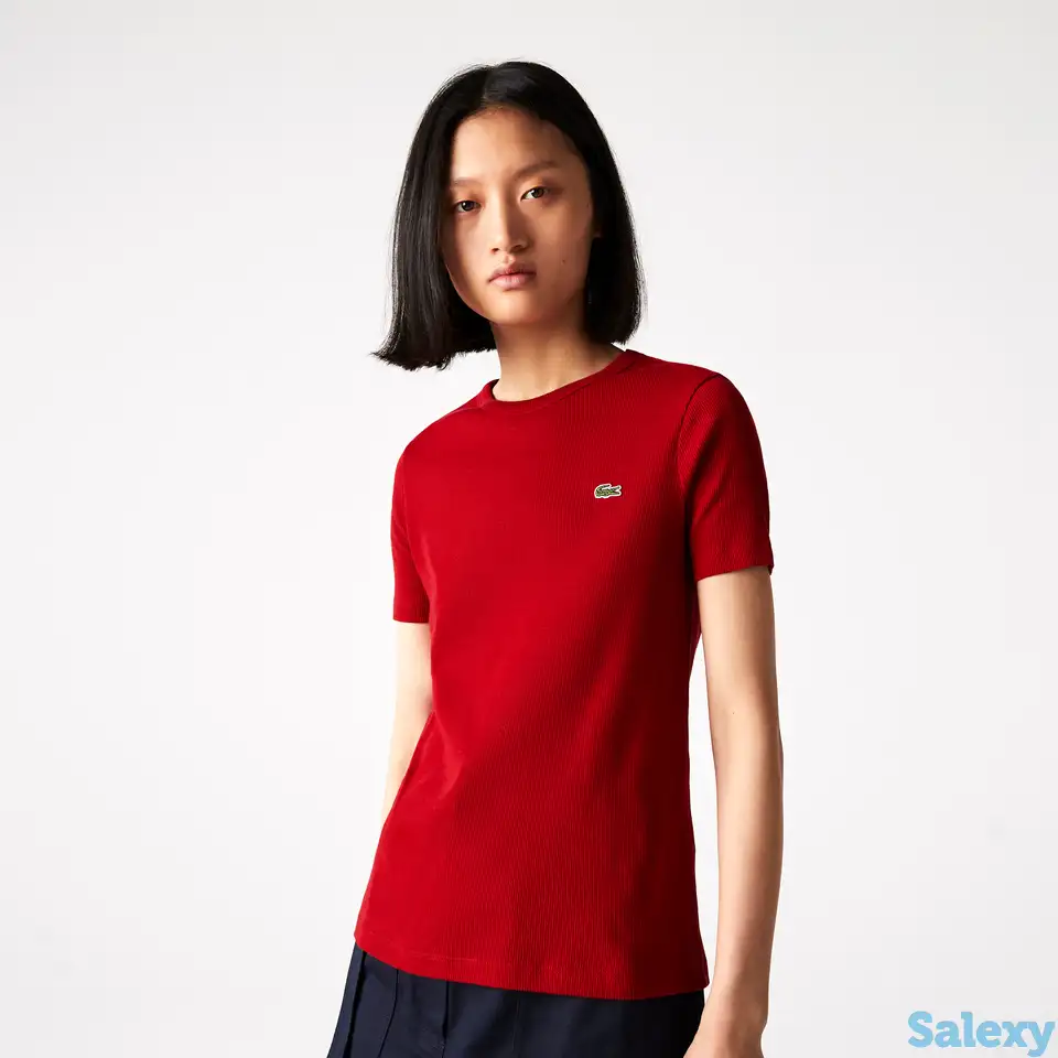 Женская футболка из мягкого хлопка lacoste с круглым вырезом, фотография 1