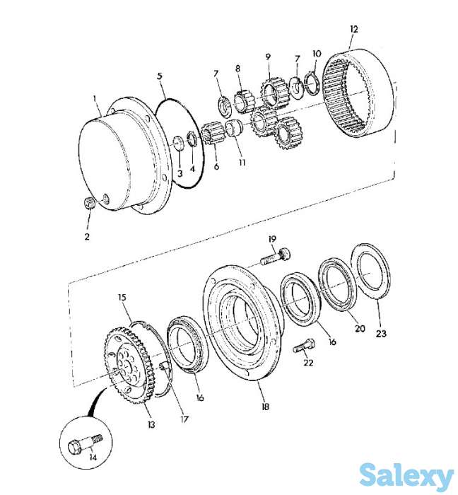 Бортовая в сборе (бортовой редуктор) на экскаватор-погрузчик Hidromek 102B, 102S., фотография 1